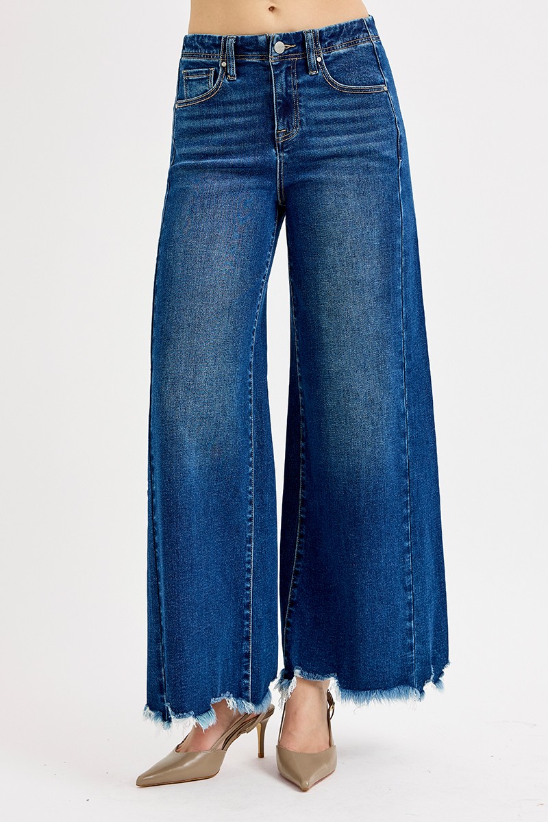 Risen Full Size High Rise Ankle Wide Jeans Plus Size