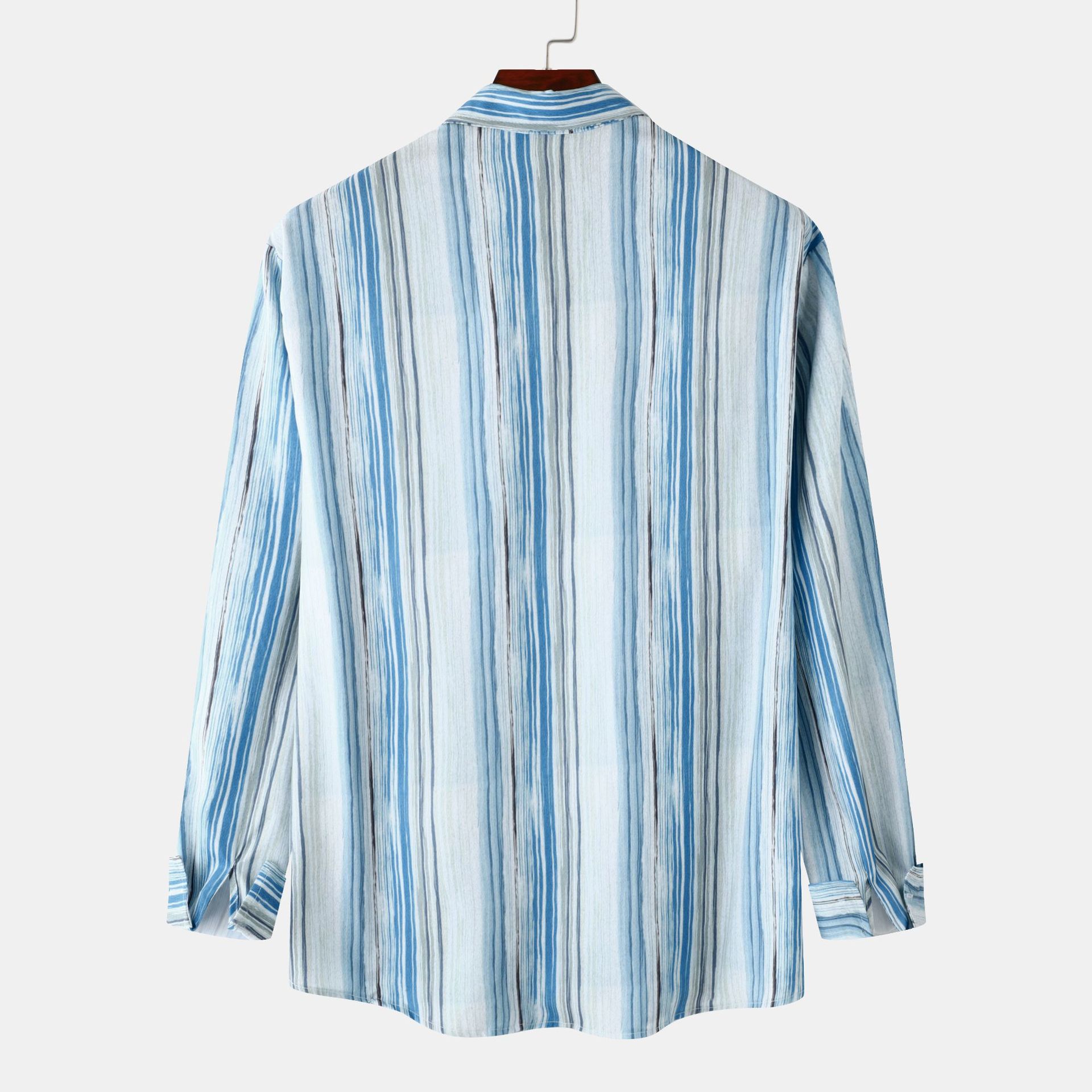 Men's Striped Button-Up Long Sleeve Shirt
