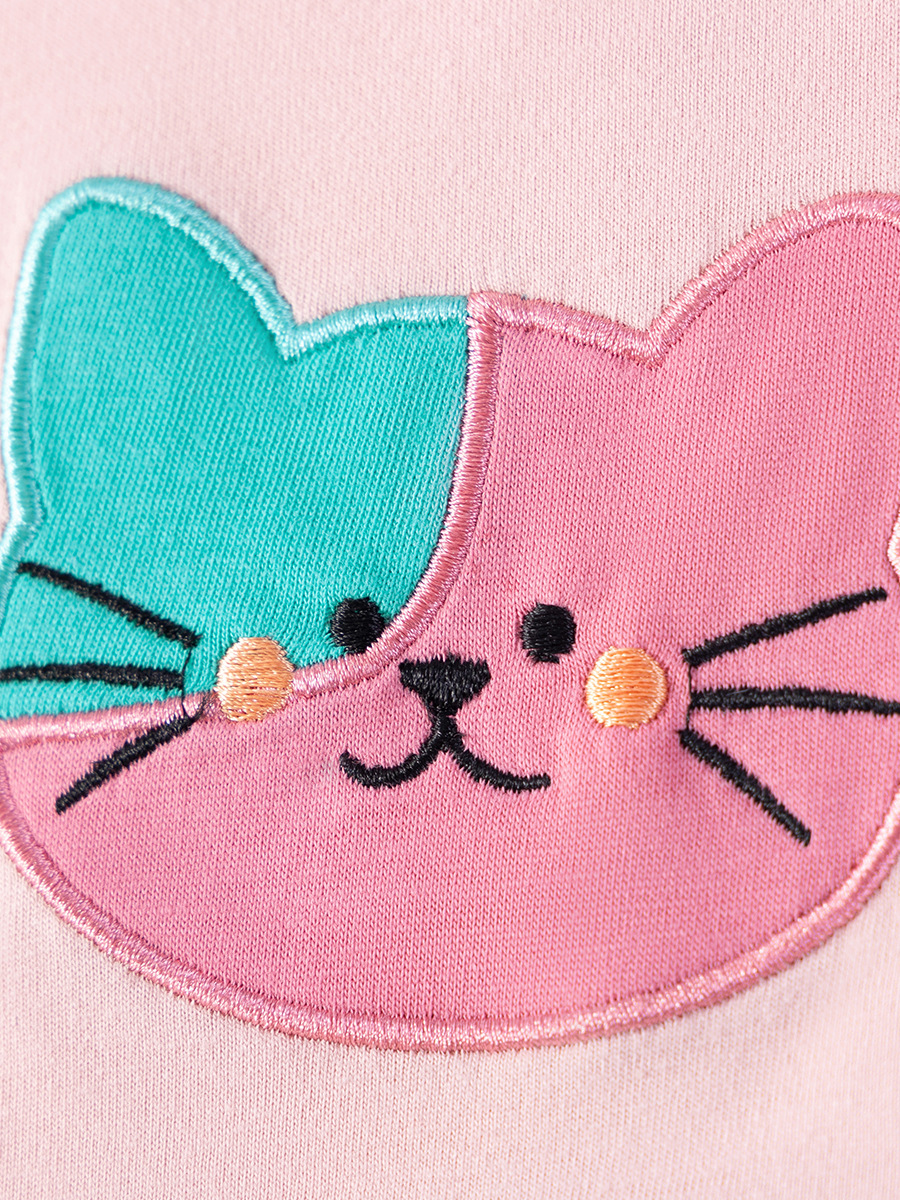 Children's Cat Embroidered Floral Tulle Dress 5
