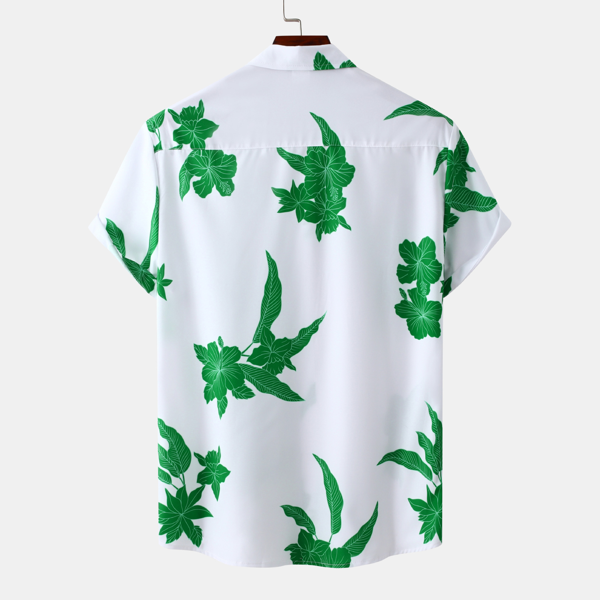Men's Plus Size Leaf Print Short Sleeve Casual Shirt