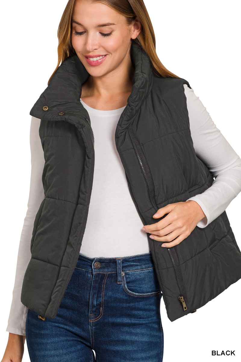 High Neck Zip-Up Vest Coat