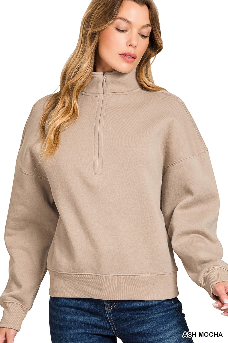 Fleece High Neck Half Zip Sweatshirt