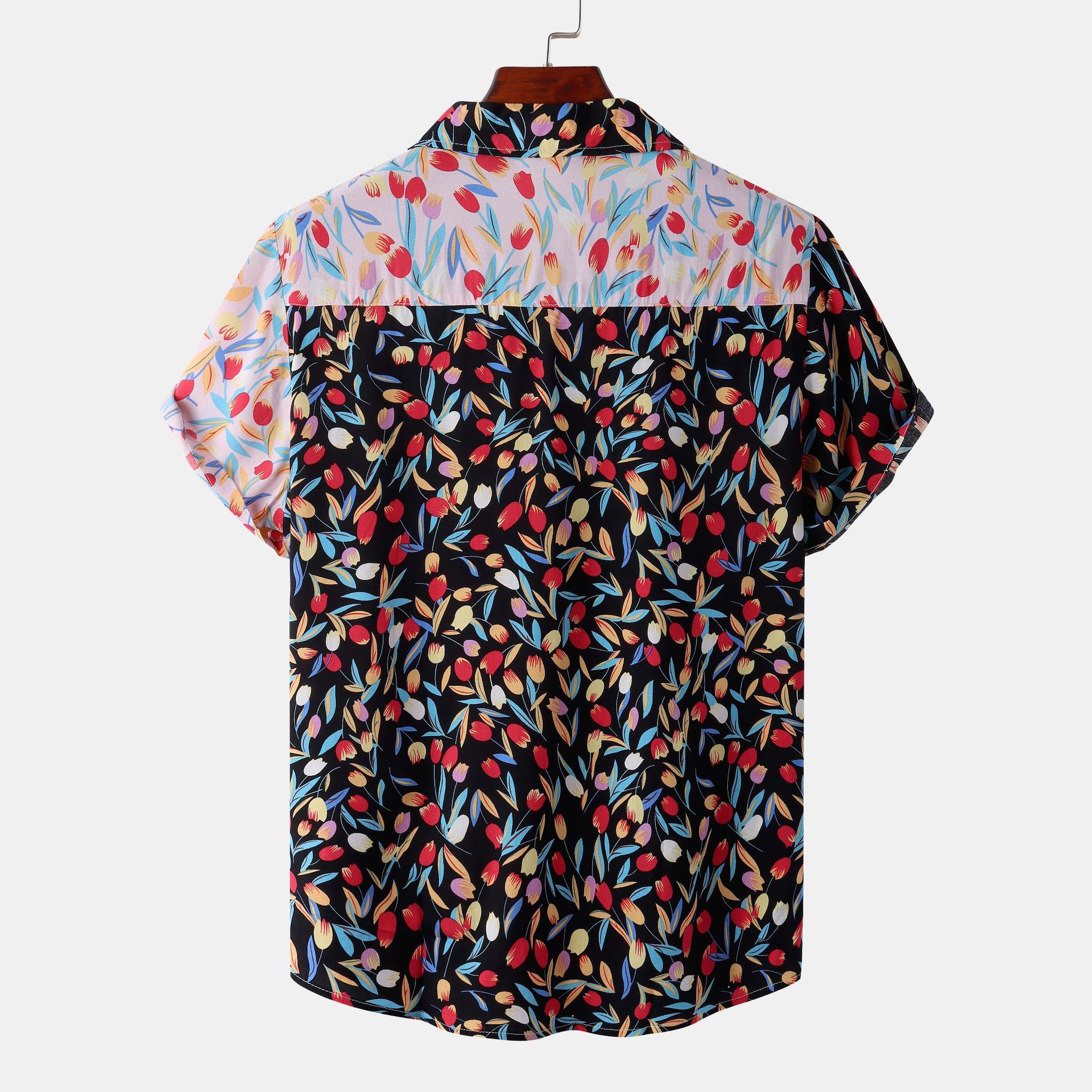 Men's Plus Size Printed Button Up Short Sleeve Shirt