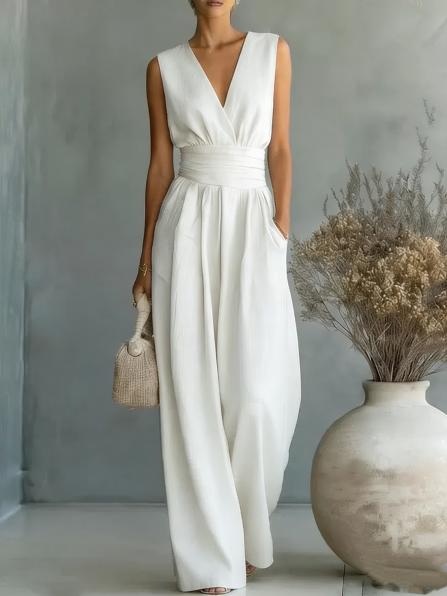 Full Size Sleeveless Wide-Leg Jumpsuit Plus Size