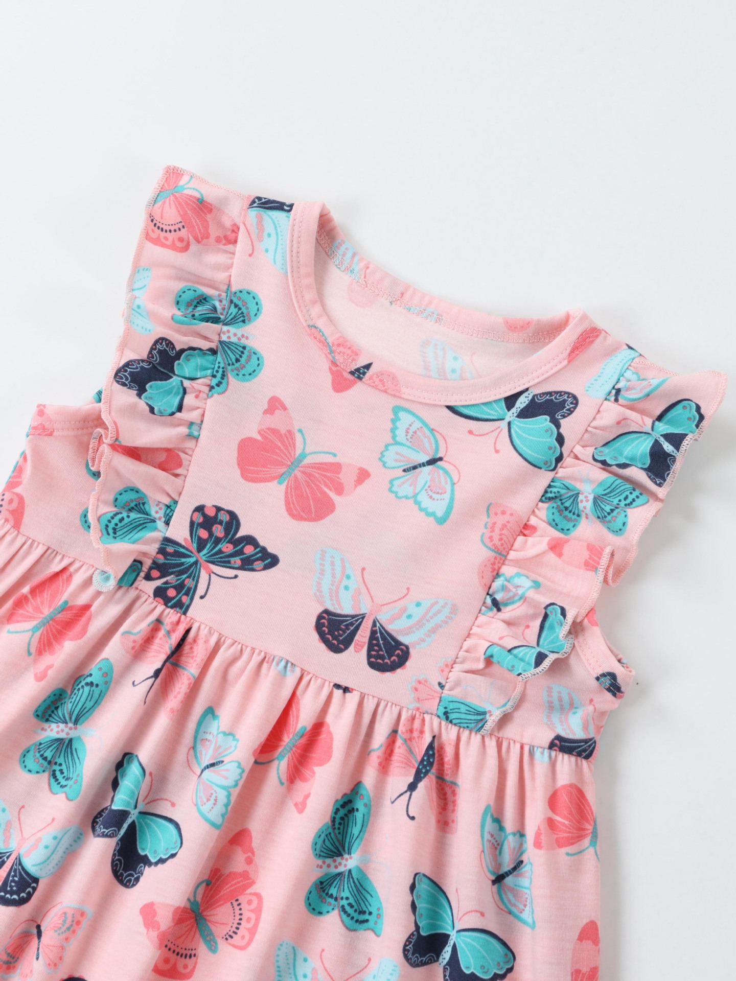 Children's Butterfly Print Ruffle Sleeve Dress 2