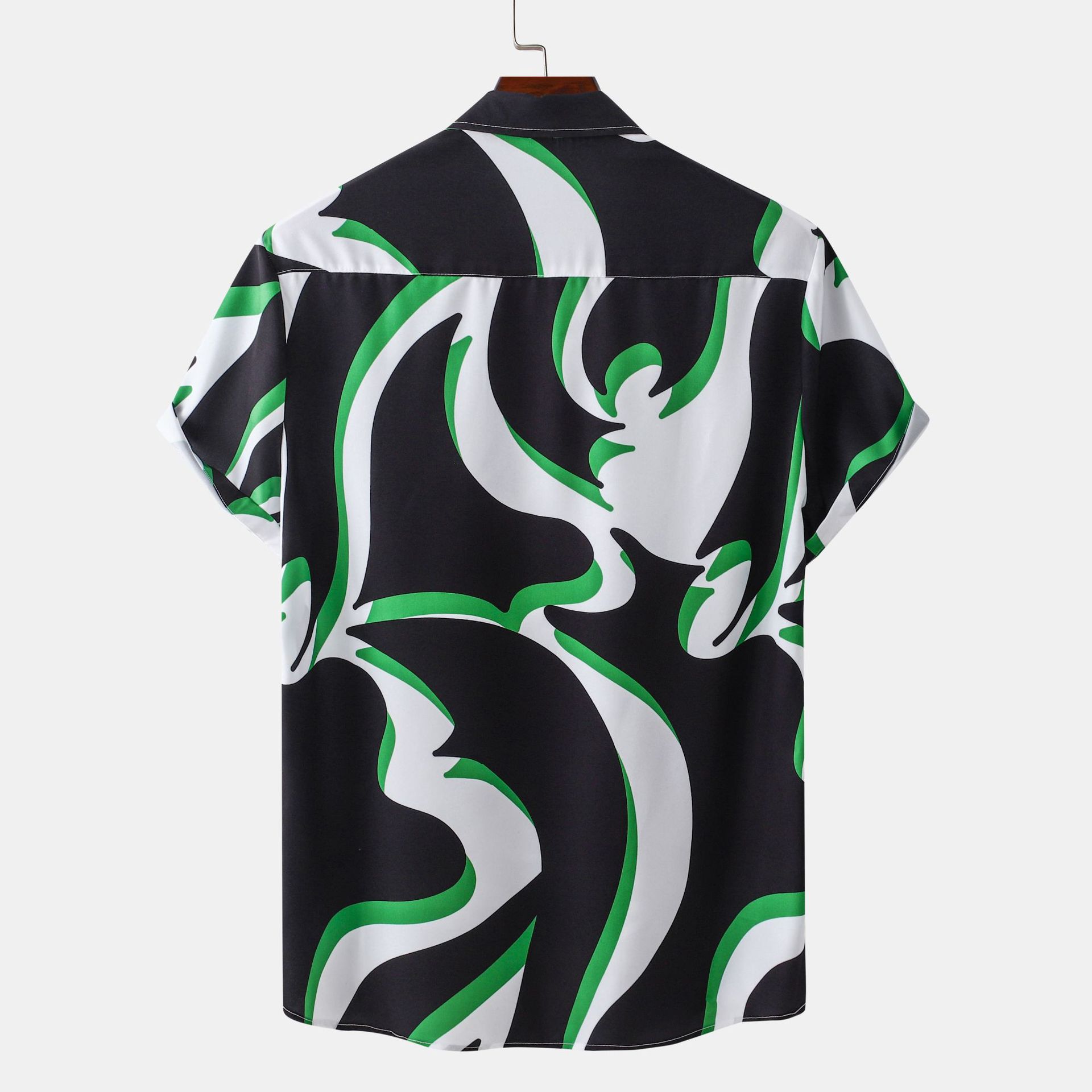 Men's Plus Size Abstract Wave Pattern Short Sleeve Button-Up Shirt