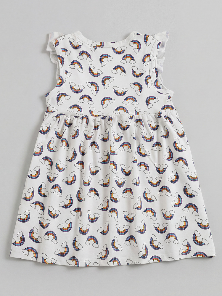 Children's Rainbow Print Ruffle Sleeve Dress 5
