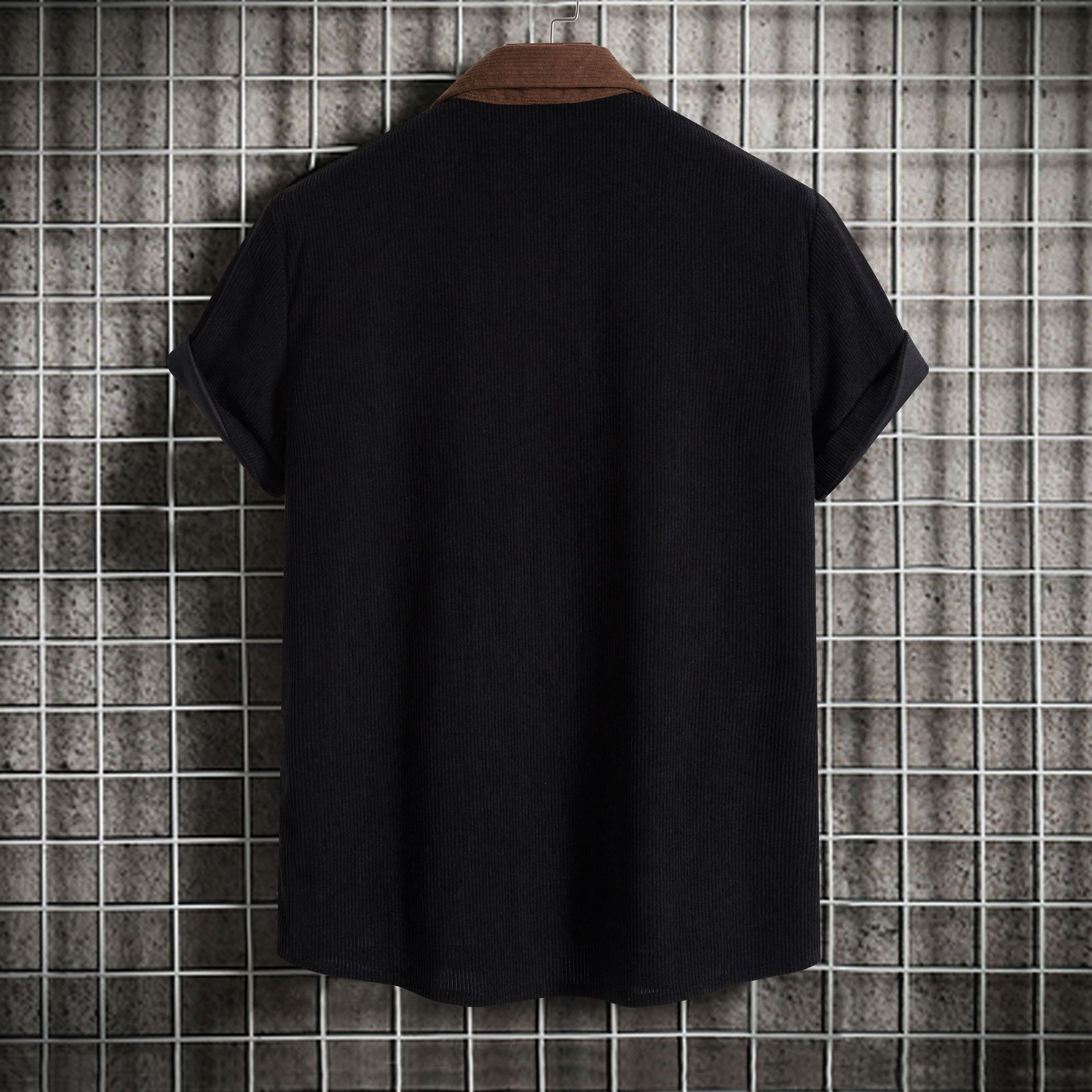 Men's Plus Size Classic Color Block Short Sleeve Shirt