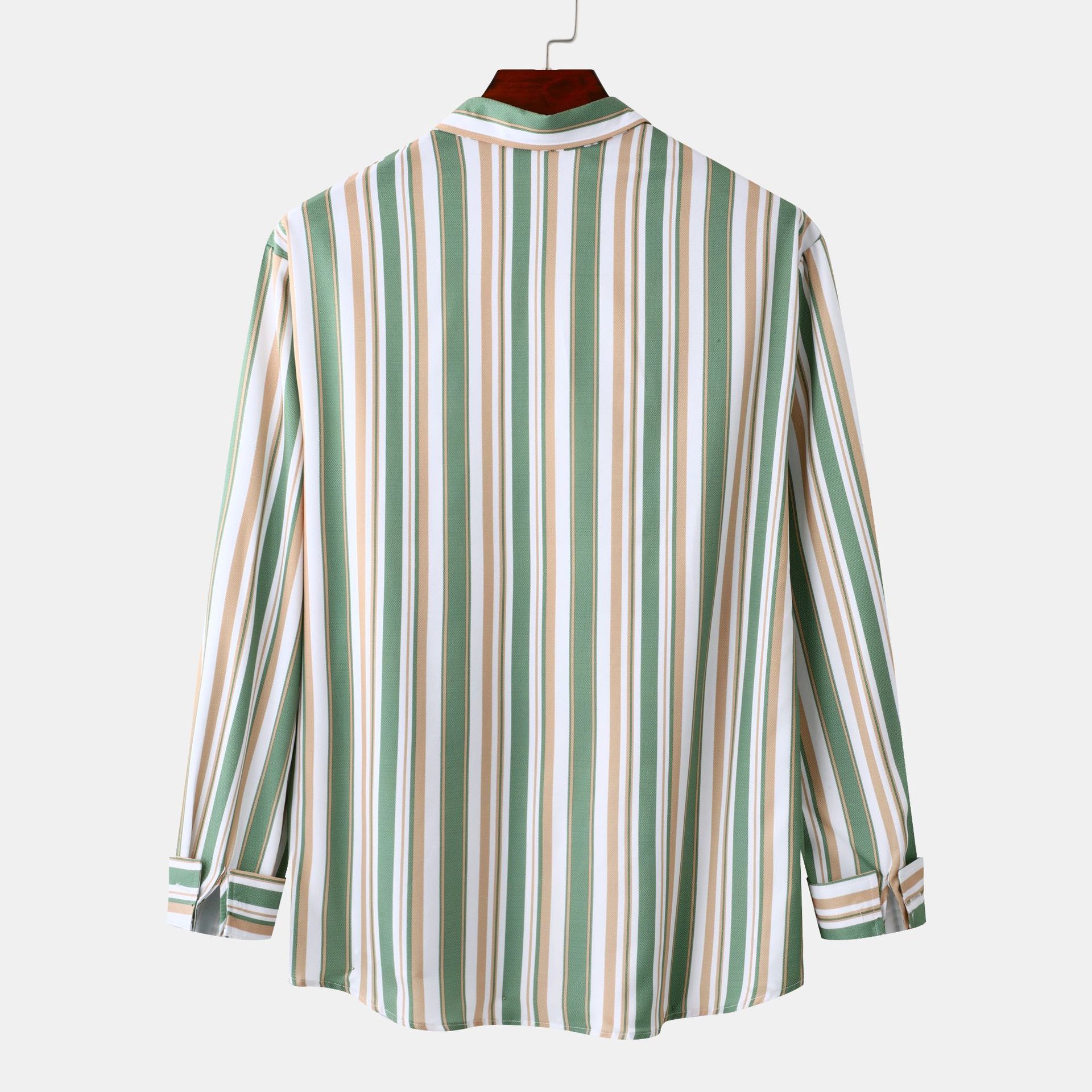 Men's Striped Button Up Long Sleeve Shirt