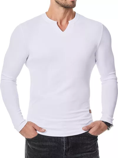 Men's Full Size Slim Fit Long Sleeve Henley T-Shirt Plus Size