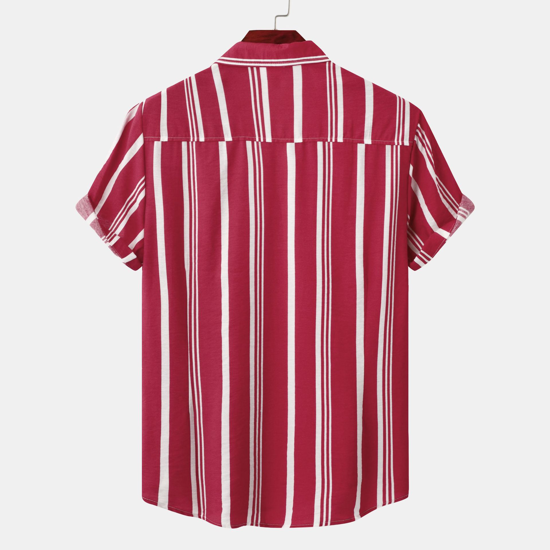 Men's Plus Size Striped Short Sleeve Button-Down Shirt