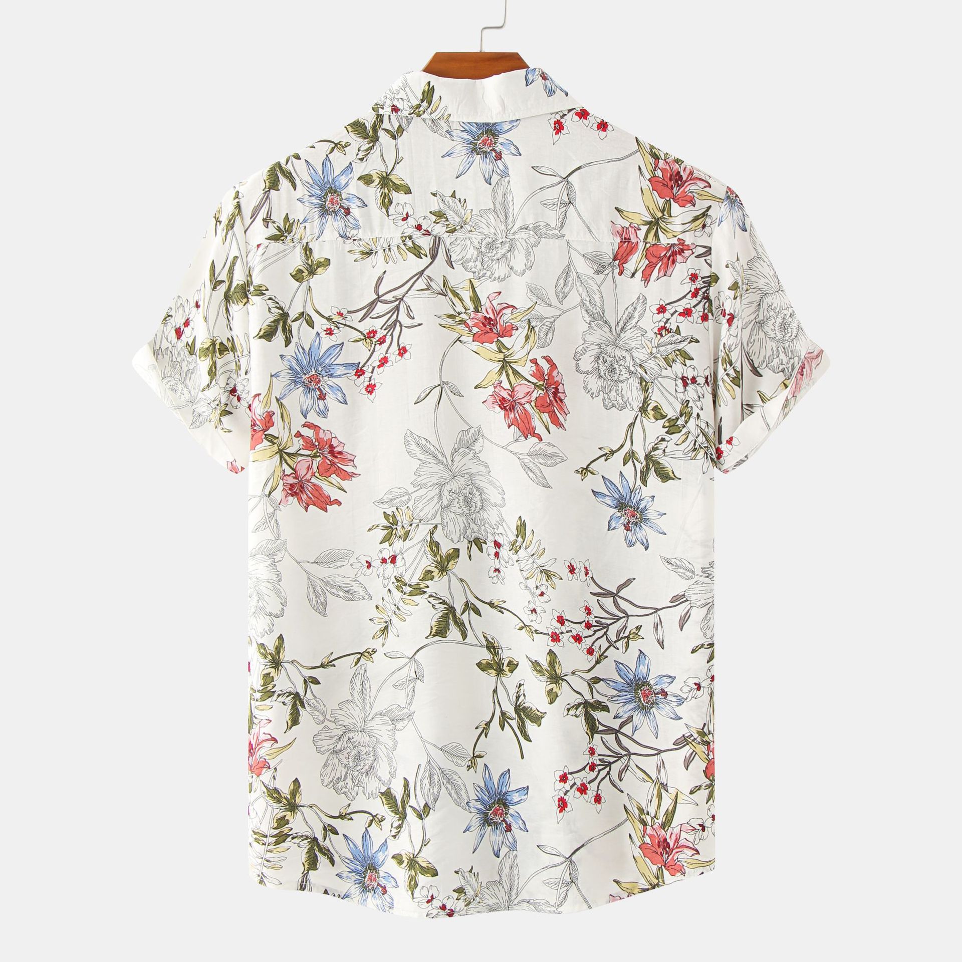 Men's Plus Size Floral Print Short Sleeve Button Down Casual Shirt