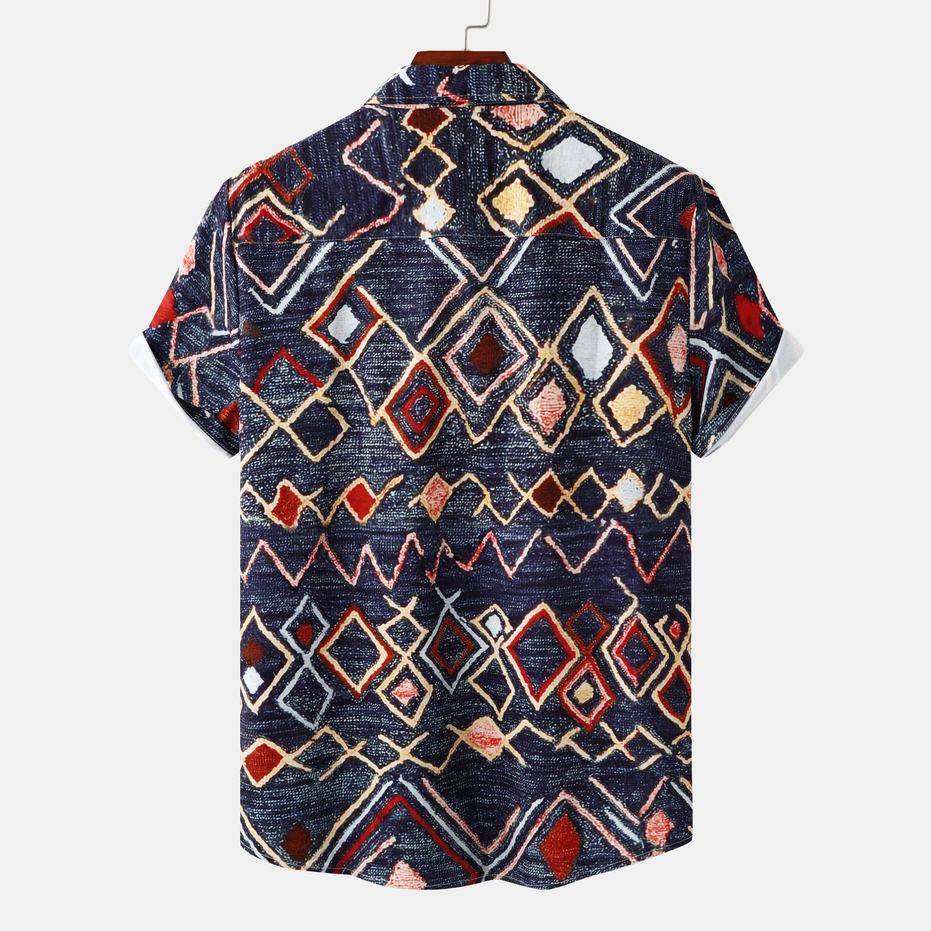 Men's Plus Size Geometric Pattern Short Sleeve Shirt