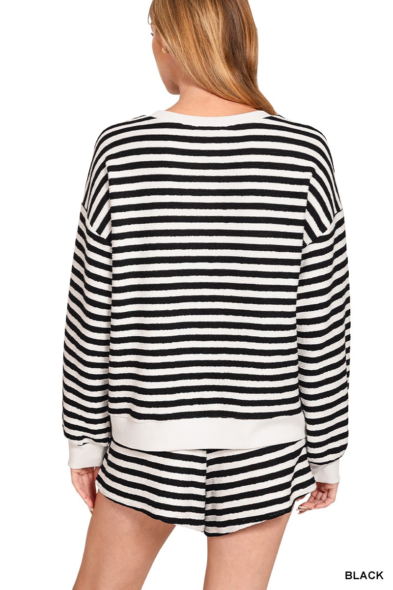 Striped Long Sleeve Top and Shorts Set