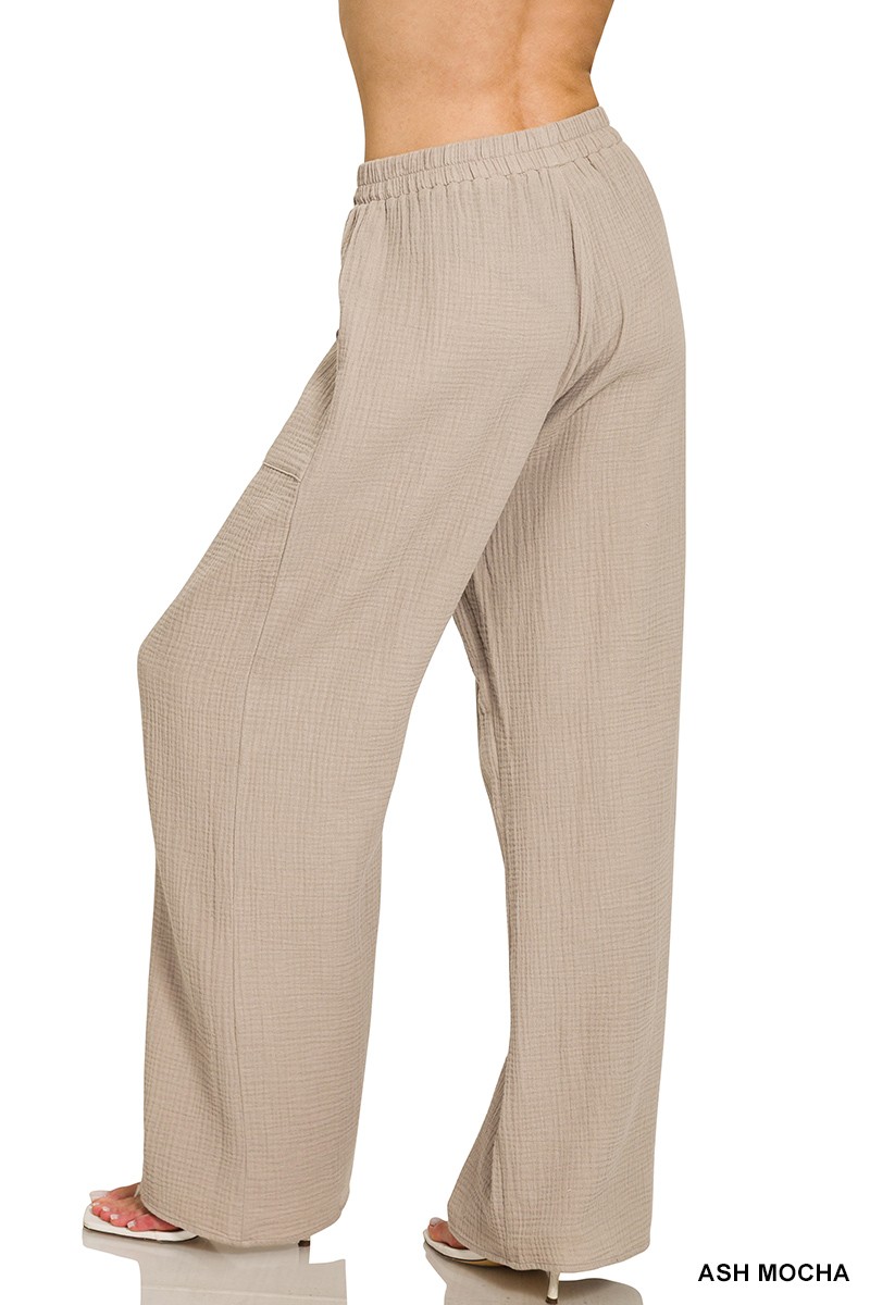 Double Gauze Elastic Band Pants