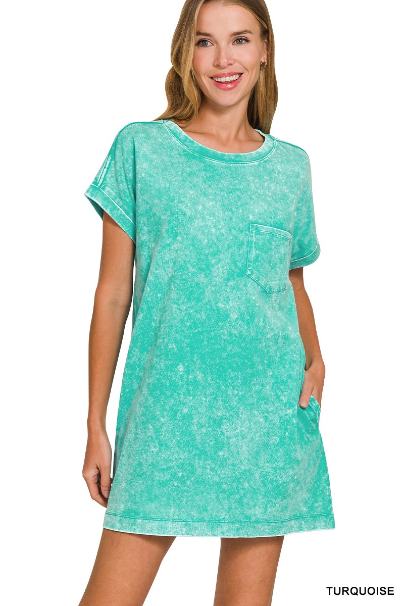 Zenana Premium Cotton Washed T-Shirt Dress