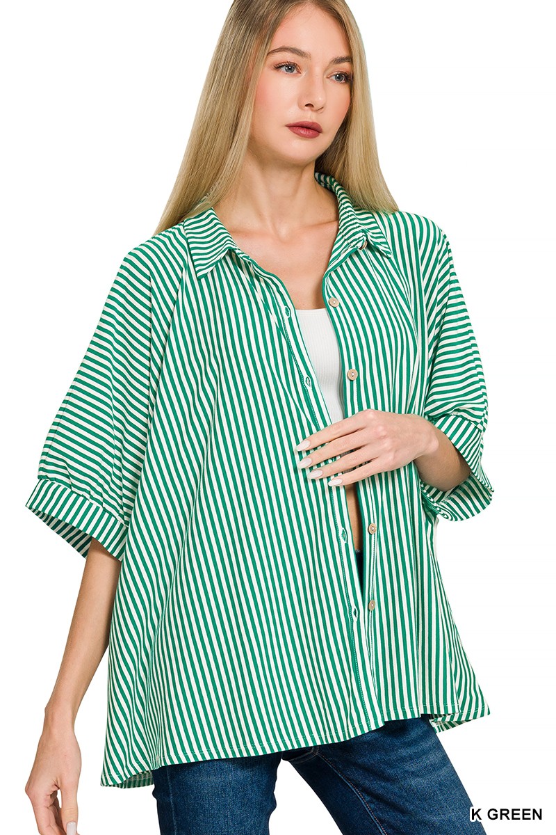 Oversized Stripe Button Down Shirt
