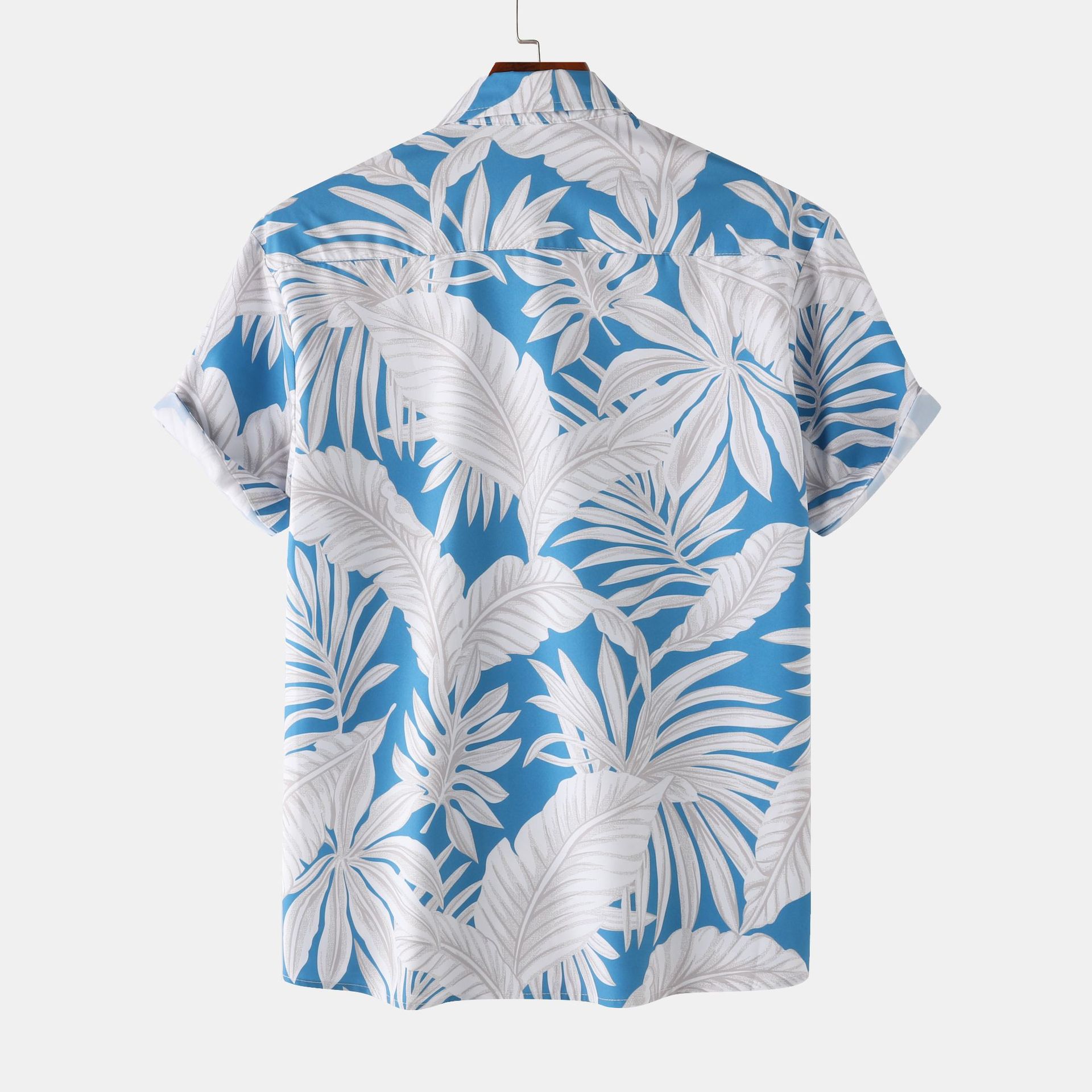 Men's Tropical Palm Leaf Print Hawaiian Short Sleeve Shirt