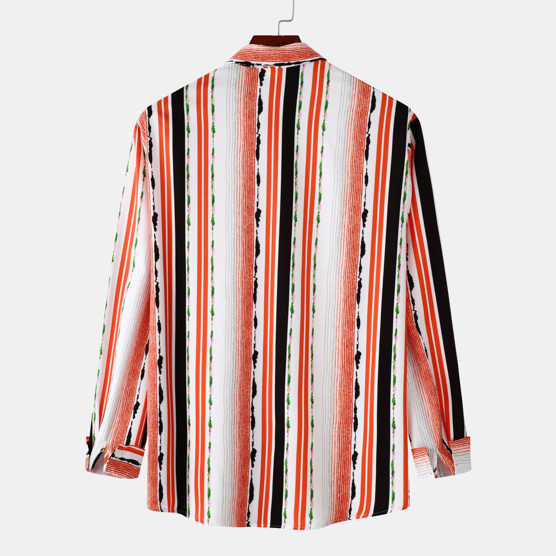Men's Striped Long Sleeve Button-Up Shirt