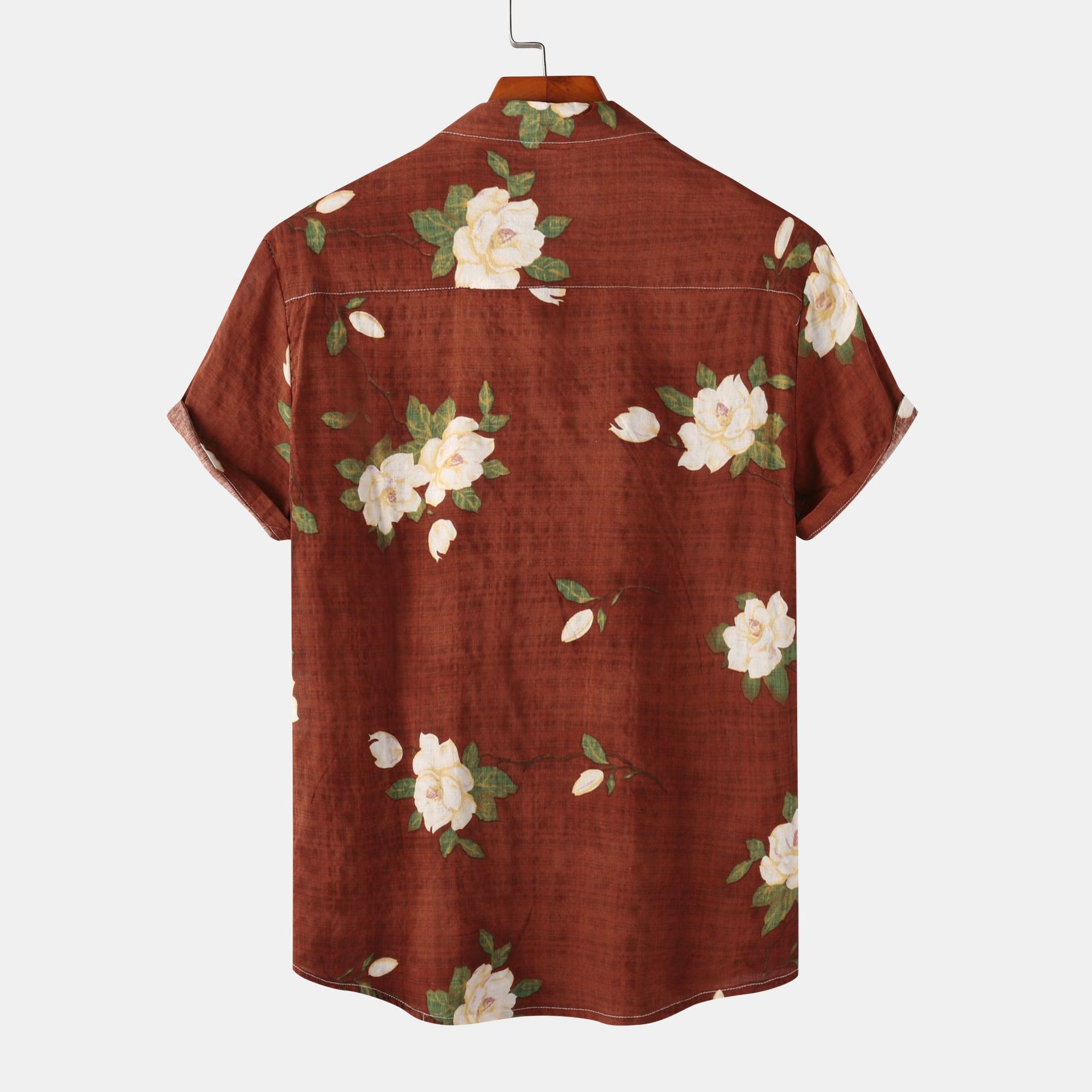 Men's Plus Size Floral Print Short Sleeve Button Down Shirt