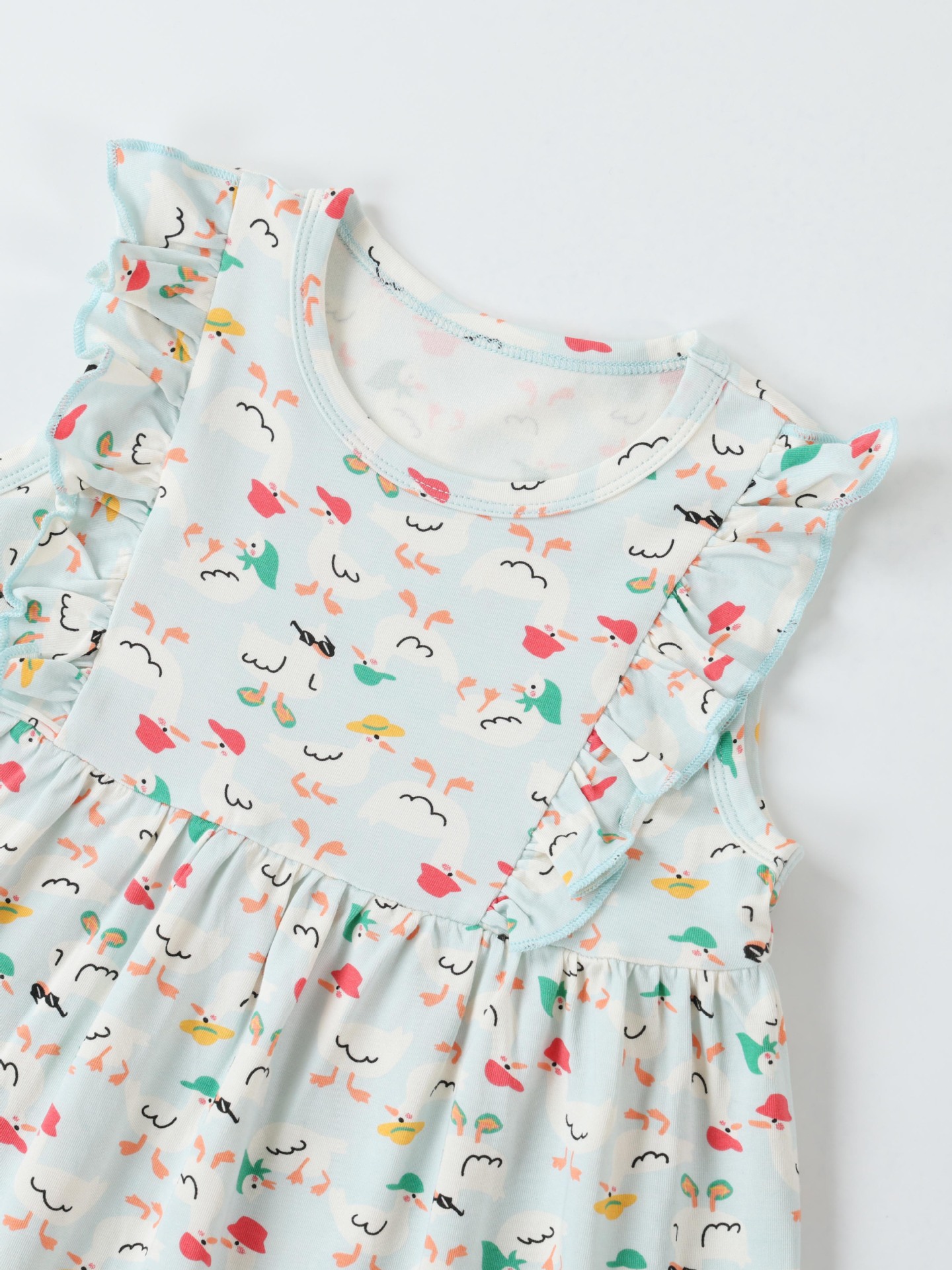 Children's Ruffle Sleeve Cartoon Print Dress 2