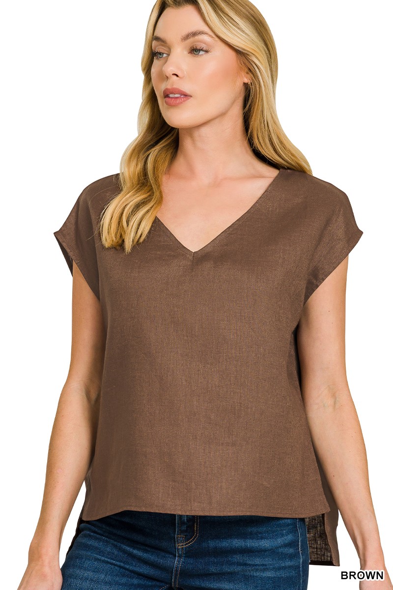 Zenana Linen V-Neck Sleeveless Top