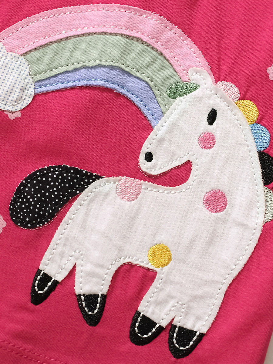 Children's Unicorn Polka Dot Round Neck Dress 3