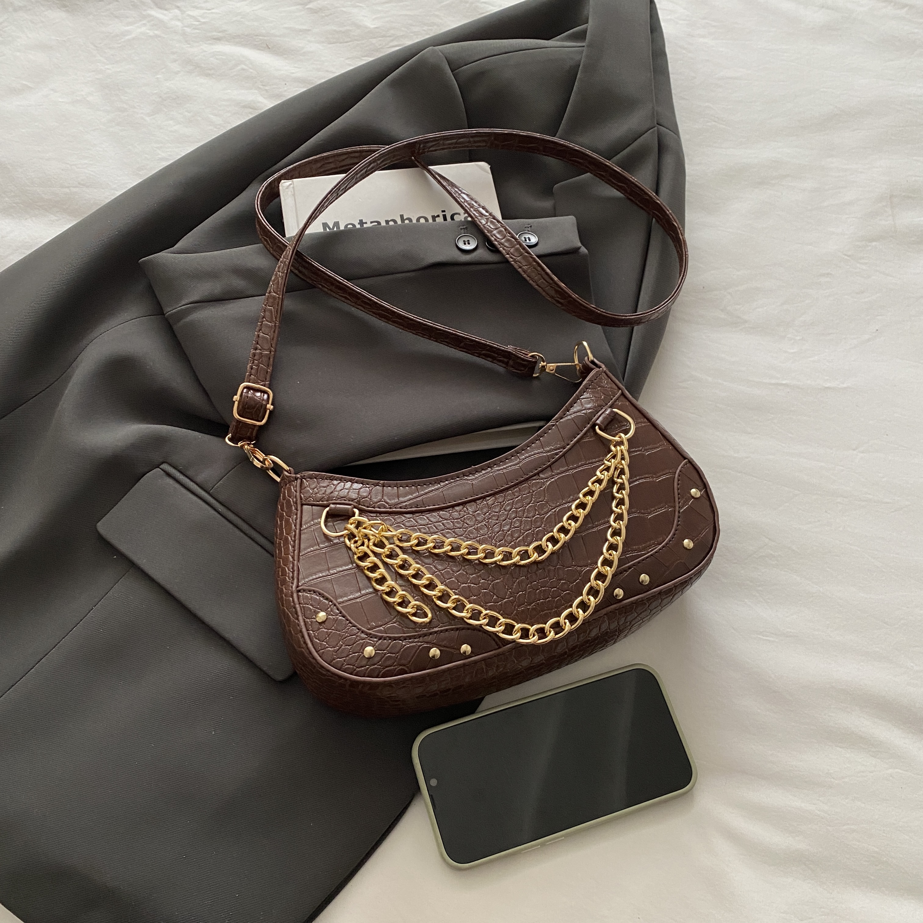 Chain-Embellished Shoulder Bag 4