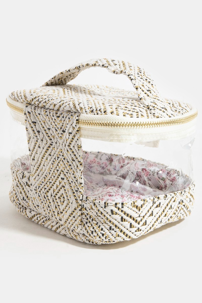 Fame Transparent Clear Top Handle Makeup Case Cosmetic Bag