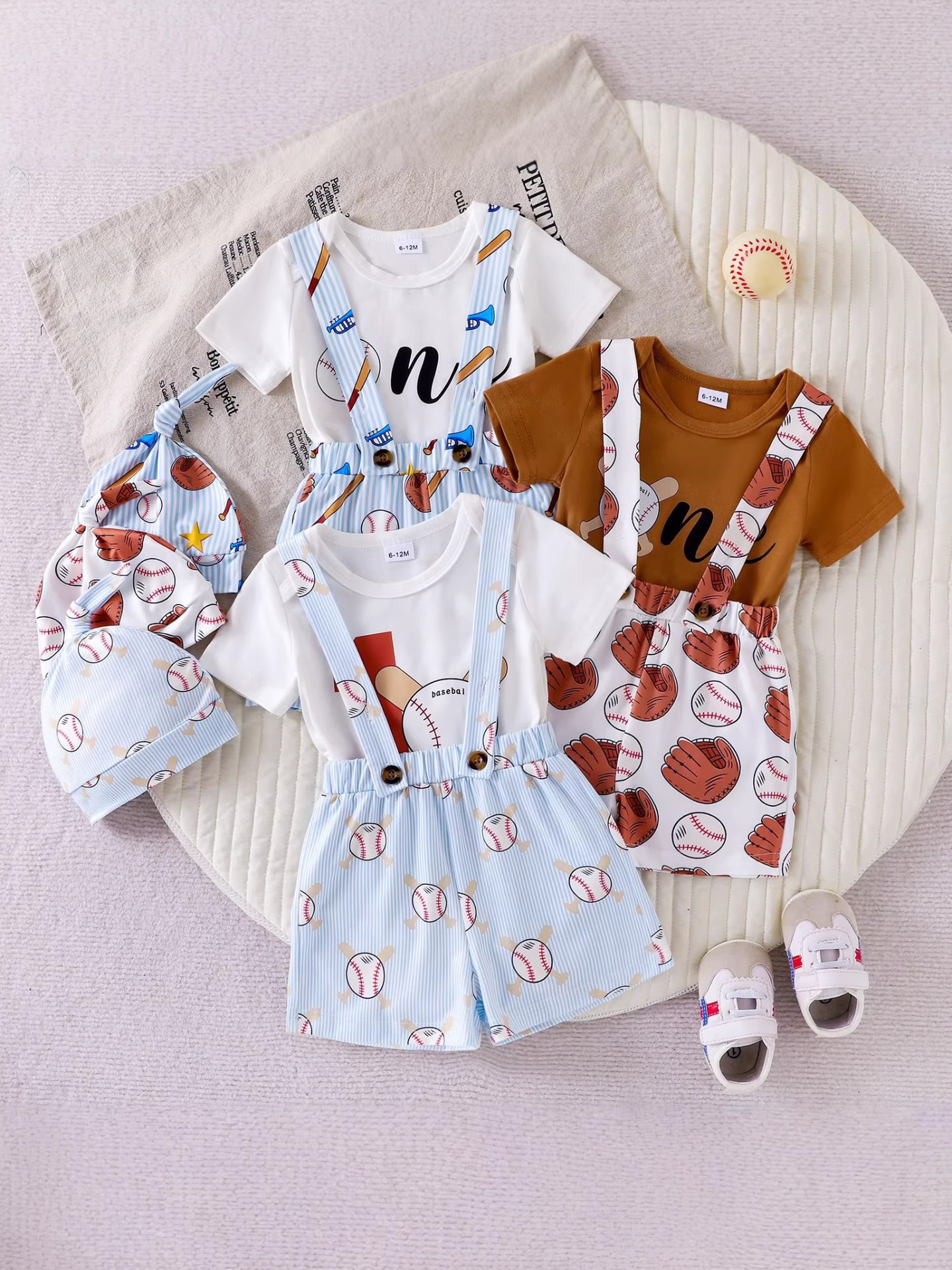 Children's Baseball Themed Bodysuit and Suspender Set