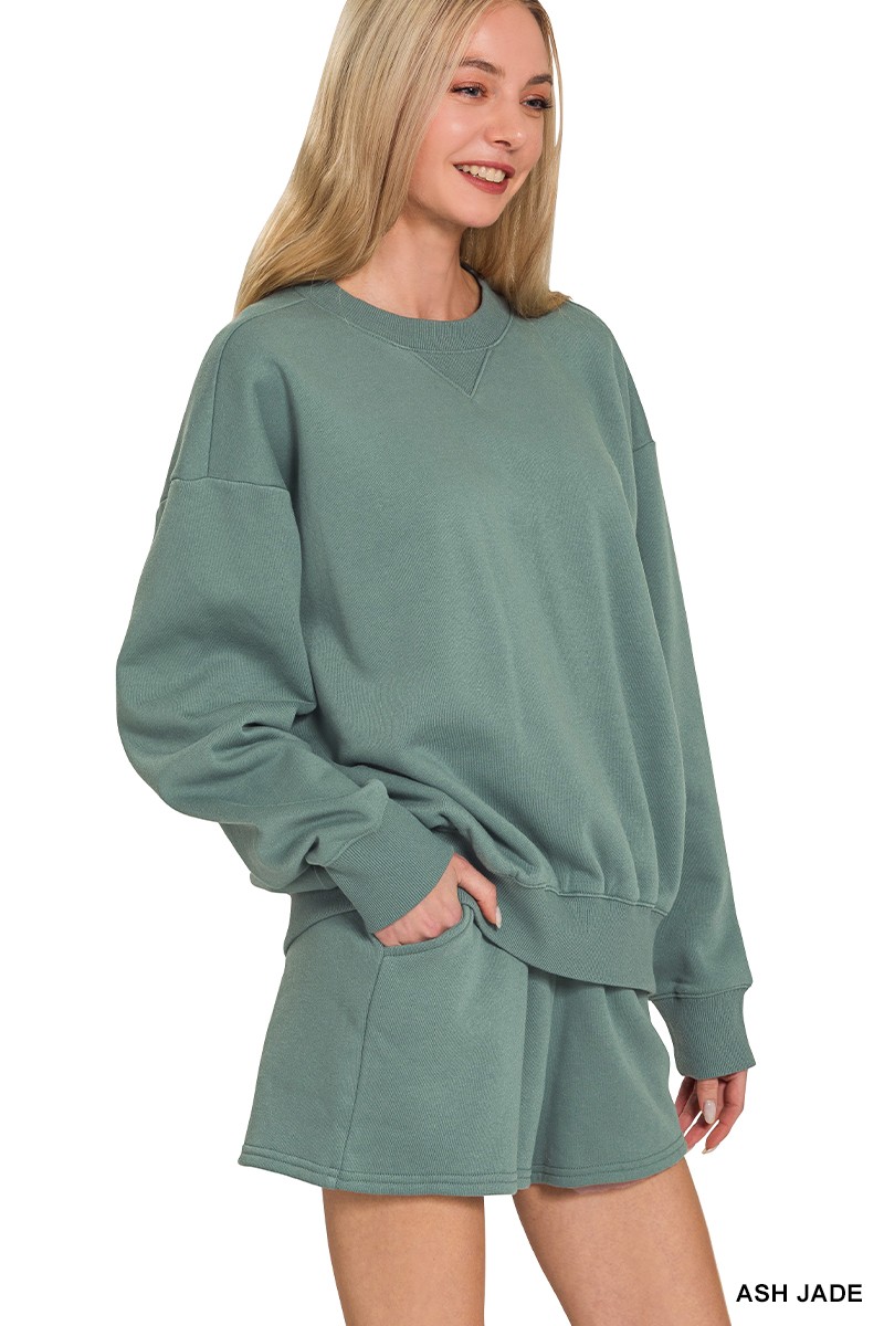 Fleece Long Sleeve Sweatshirts & Shorts Set