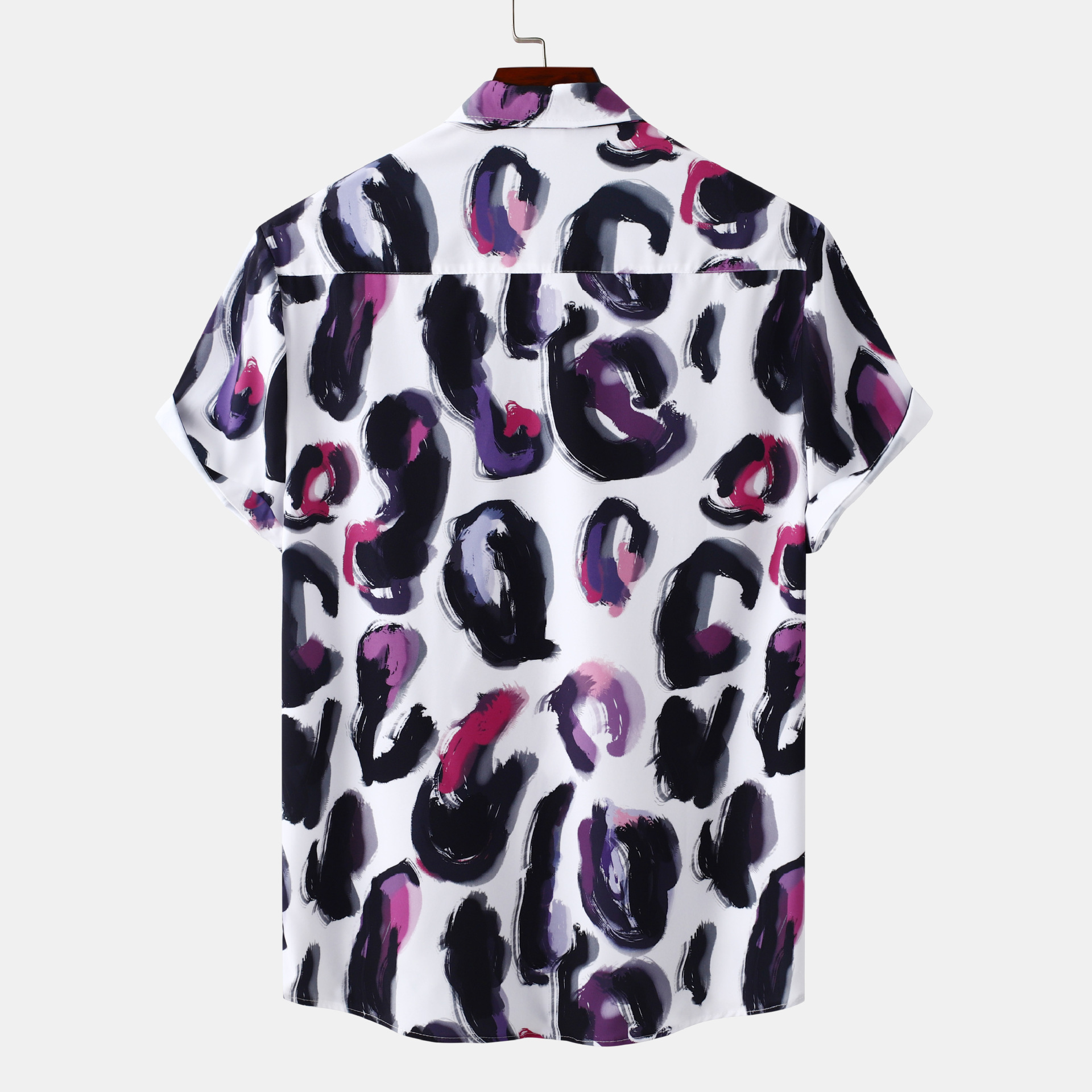 Men's Plus Size Printed Short Sleeve Button-Up Shirt