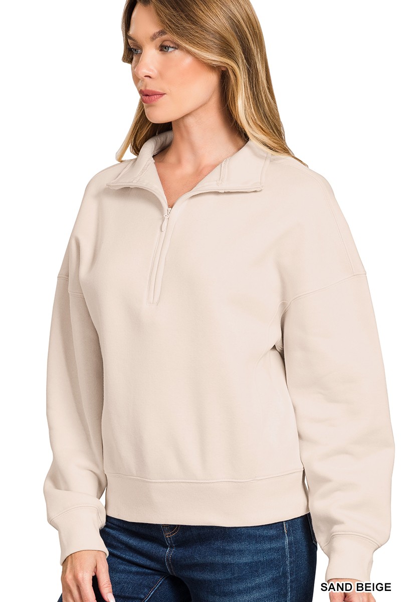 Fleece High Neck Half Zip Sweatshirt