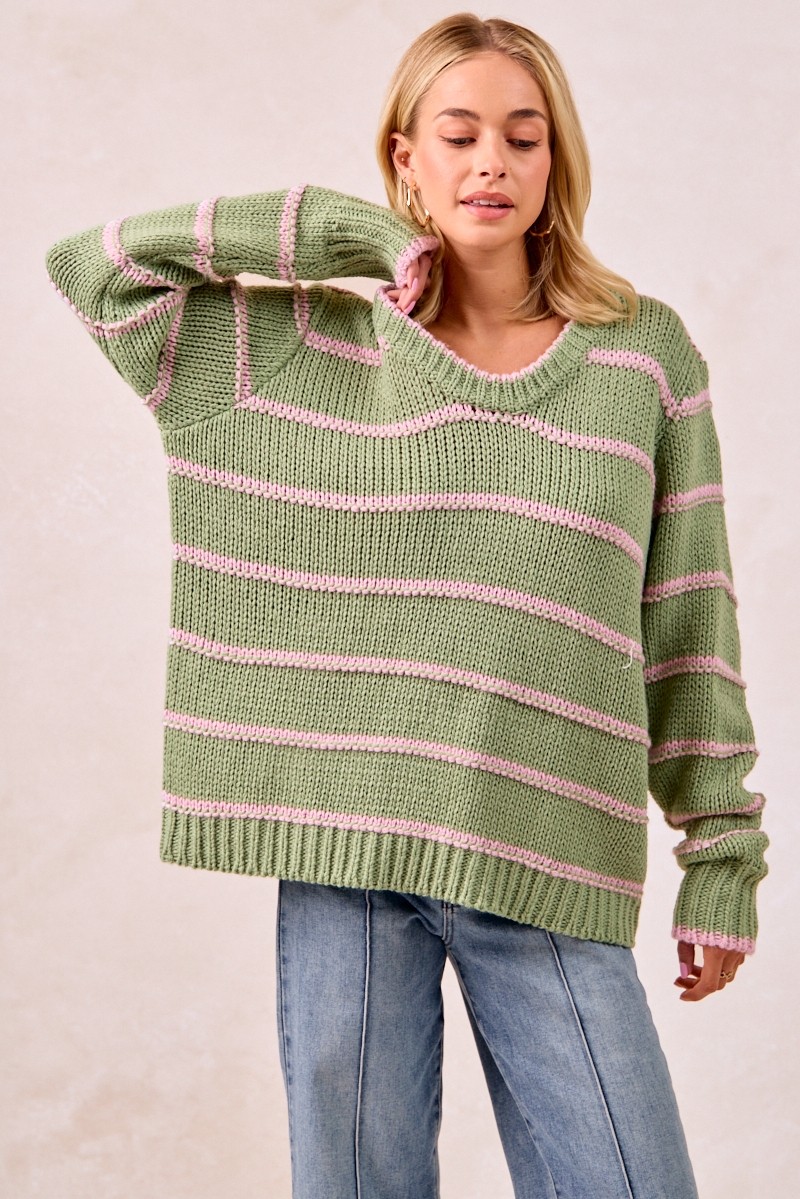 BiBi Striped Long Sleeve Sweater