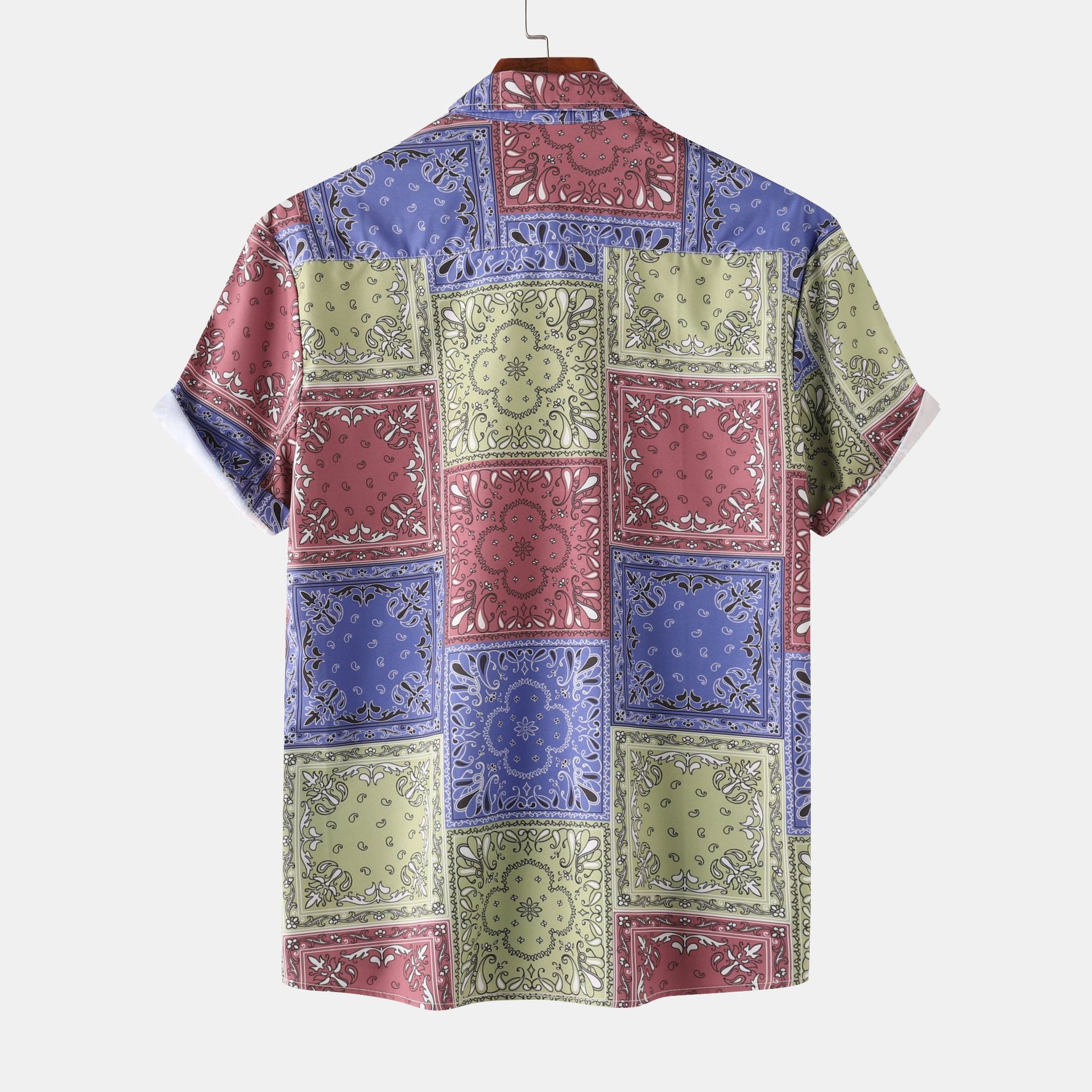 Men's Printed Short Sleeve Button-Up Shirt