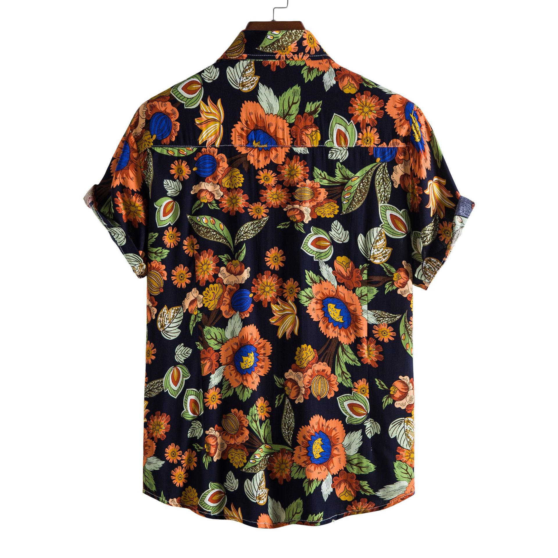 Men's Plus Size Button Down Tropical Floral Shirt