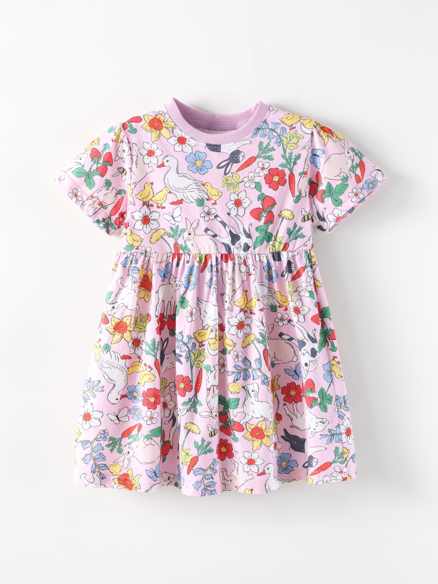 Children's Printed Round Neck Dress 2