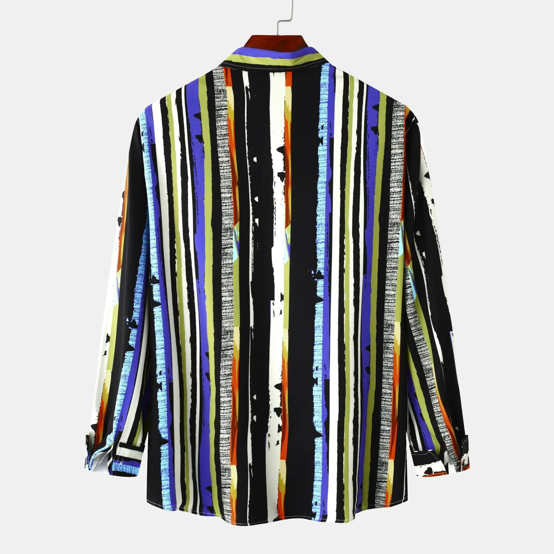 Men's Colorful Striped Long Sleeve Casual Shirt