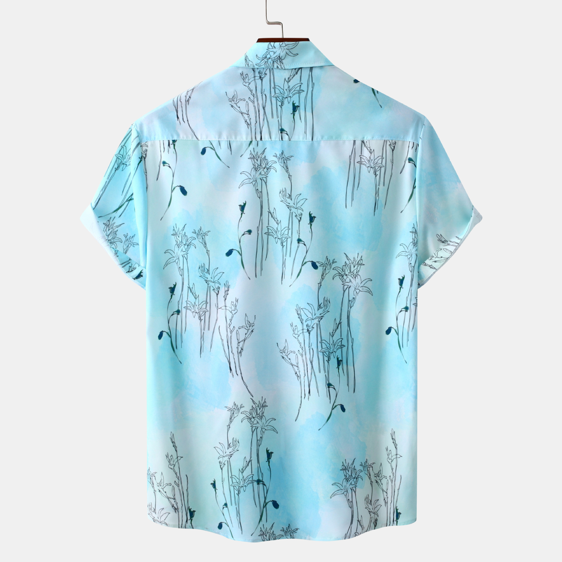 Men's Plus Size Tropical Print Short Sleeve Shirt