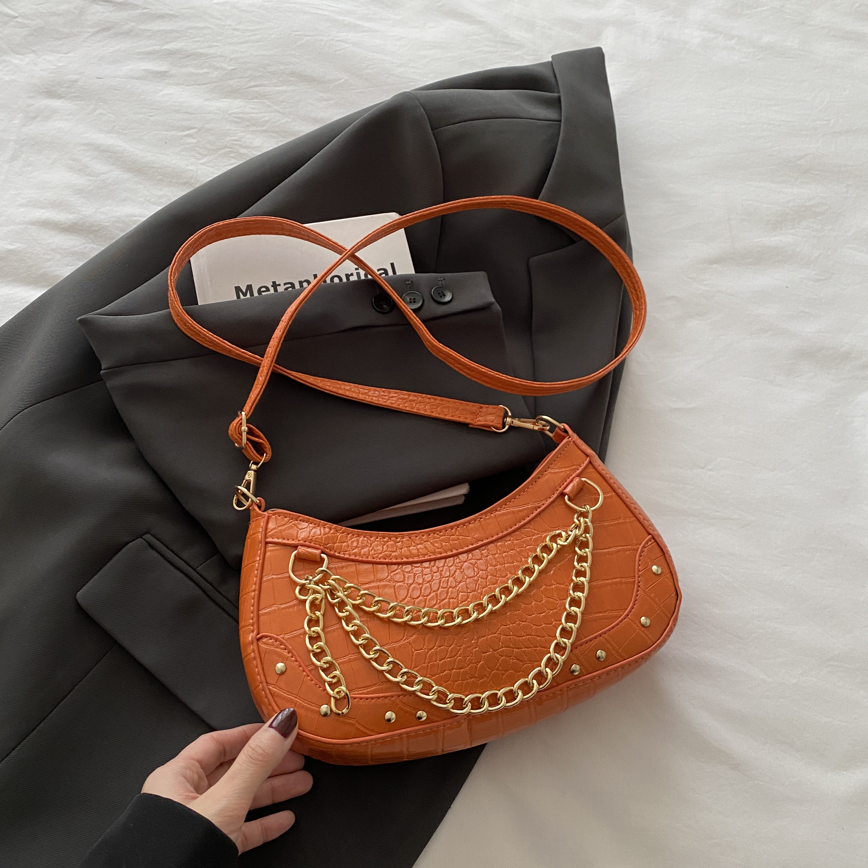 Chain-Embellished Shoulder Bag 5
