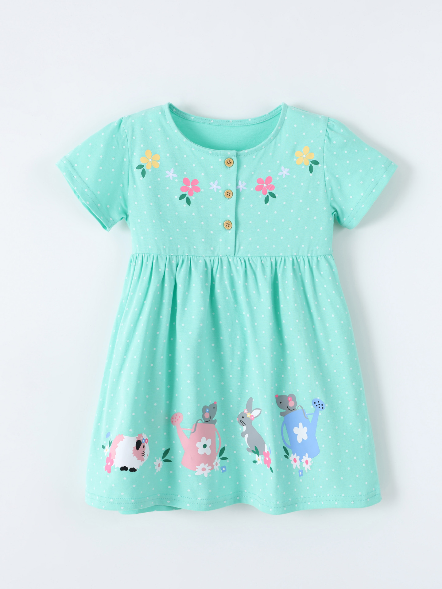 Children's Bunny Print Button Detail Dress 2