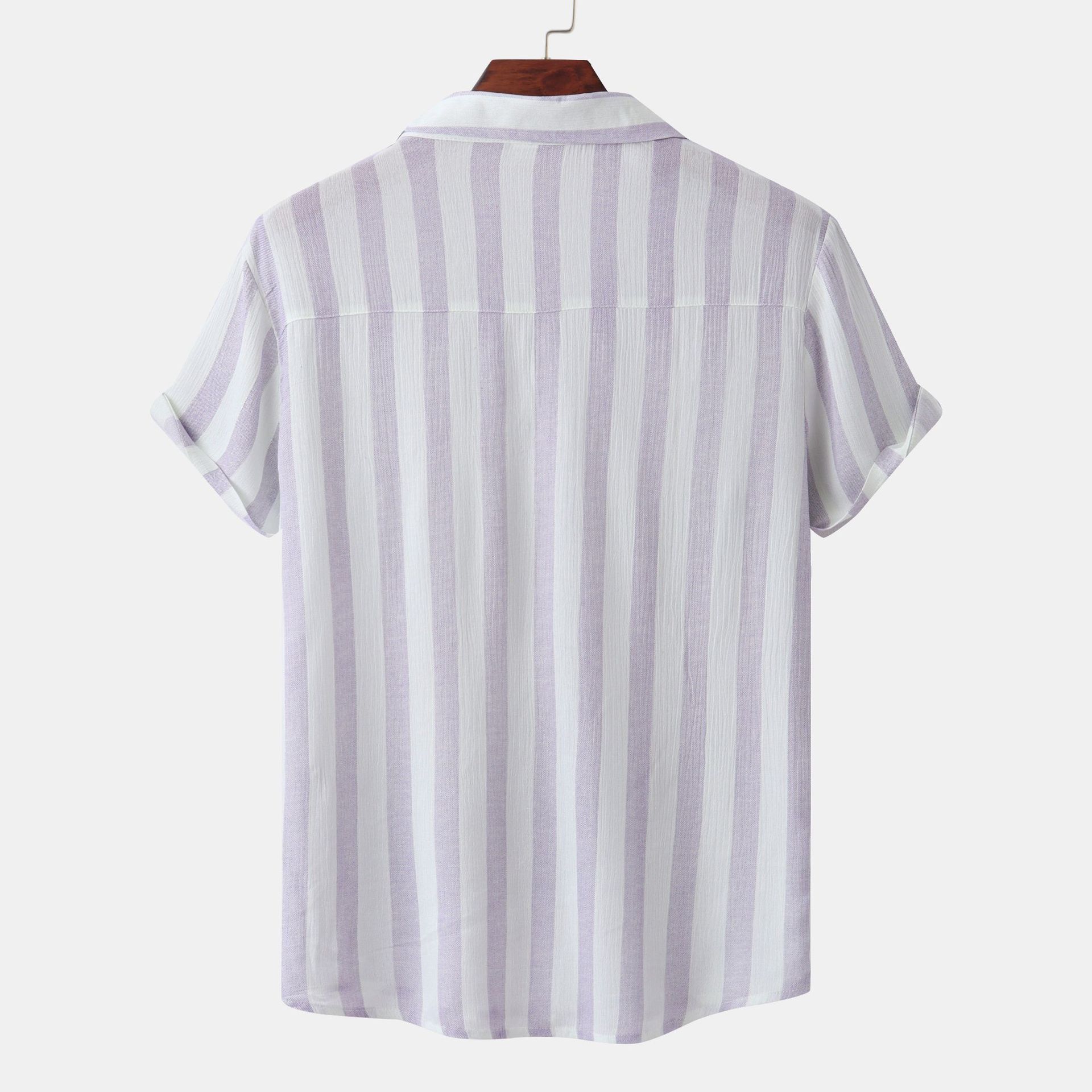 Men's Striped Short Sleeve Button-Down Shirt