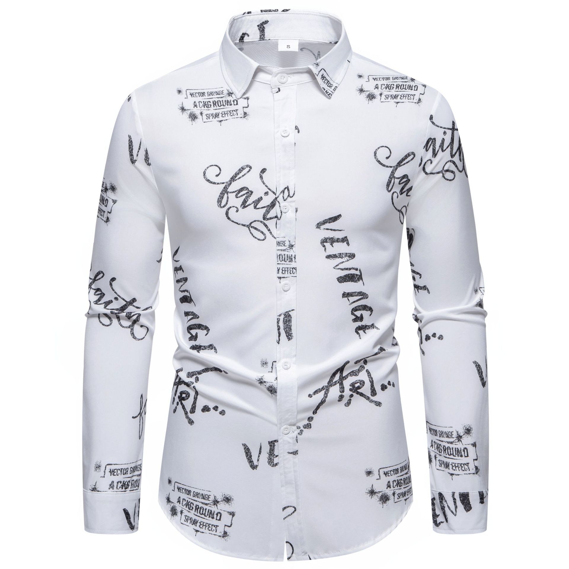 Men's Printed Long Sleeve Button-Up Shirt