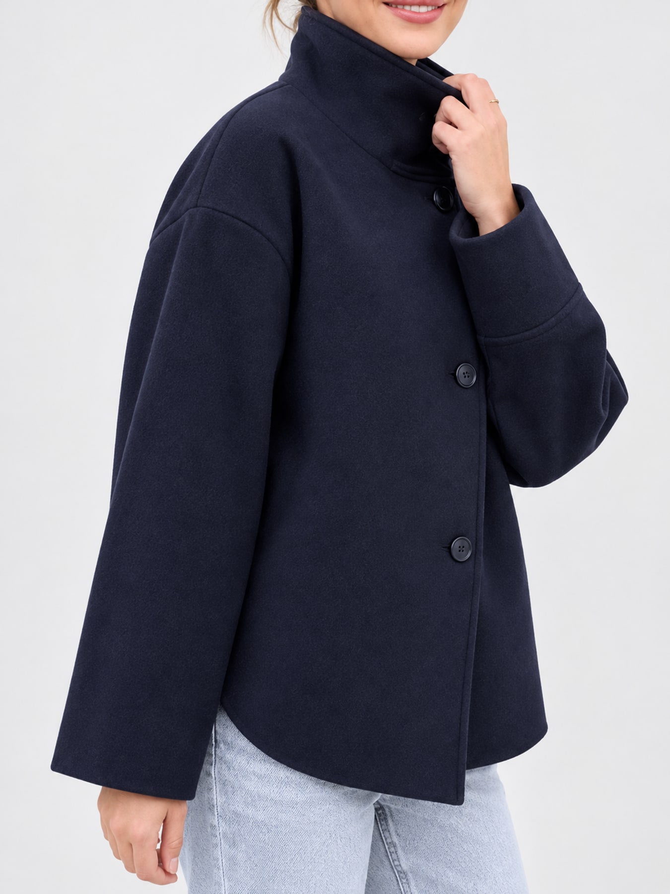 Stand-Collar Button Up Outerwear