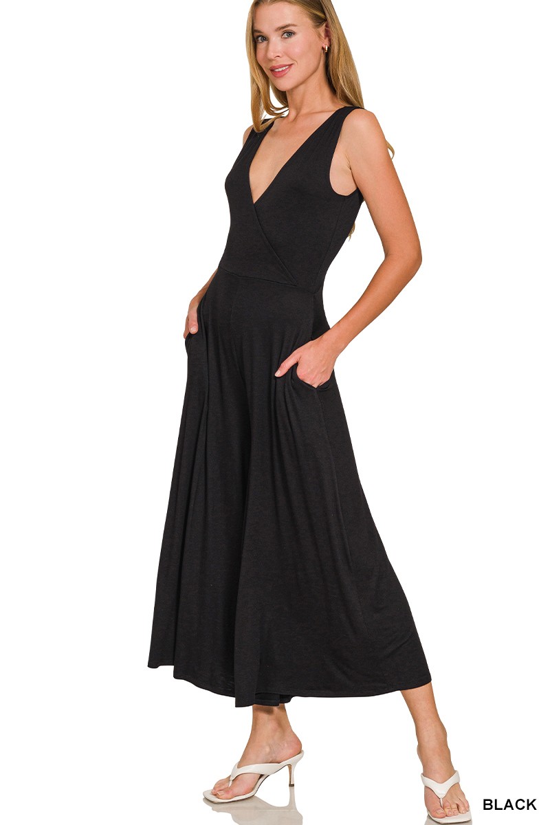 Surplice Neckline Sleeveless Jumpsuit