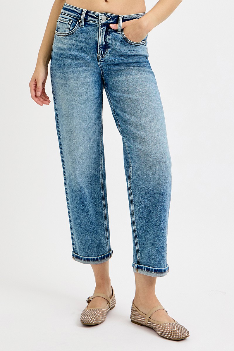 Full Size High Rise Crop Boyfriend Jeans Plus Size