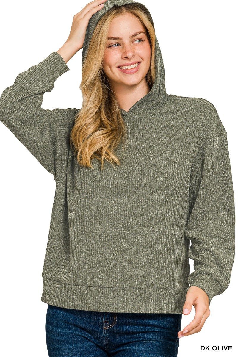 Ribbed Long Sleeve Hoodie