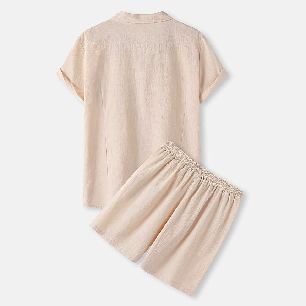 Men's Full Size Button Up Shirt and Shorts Set Plus Size