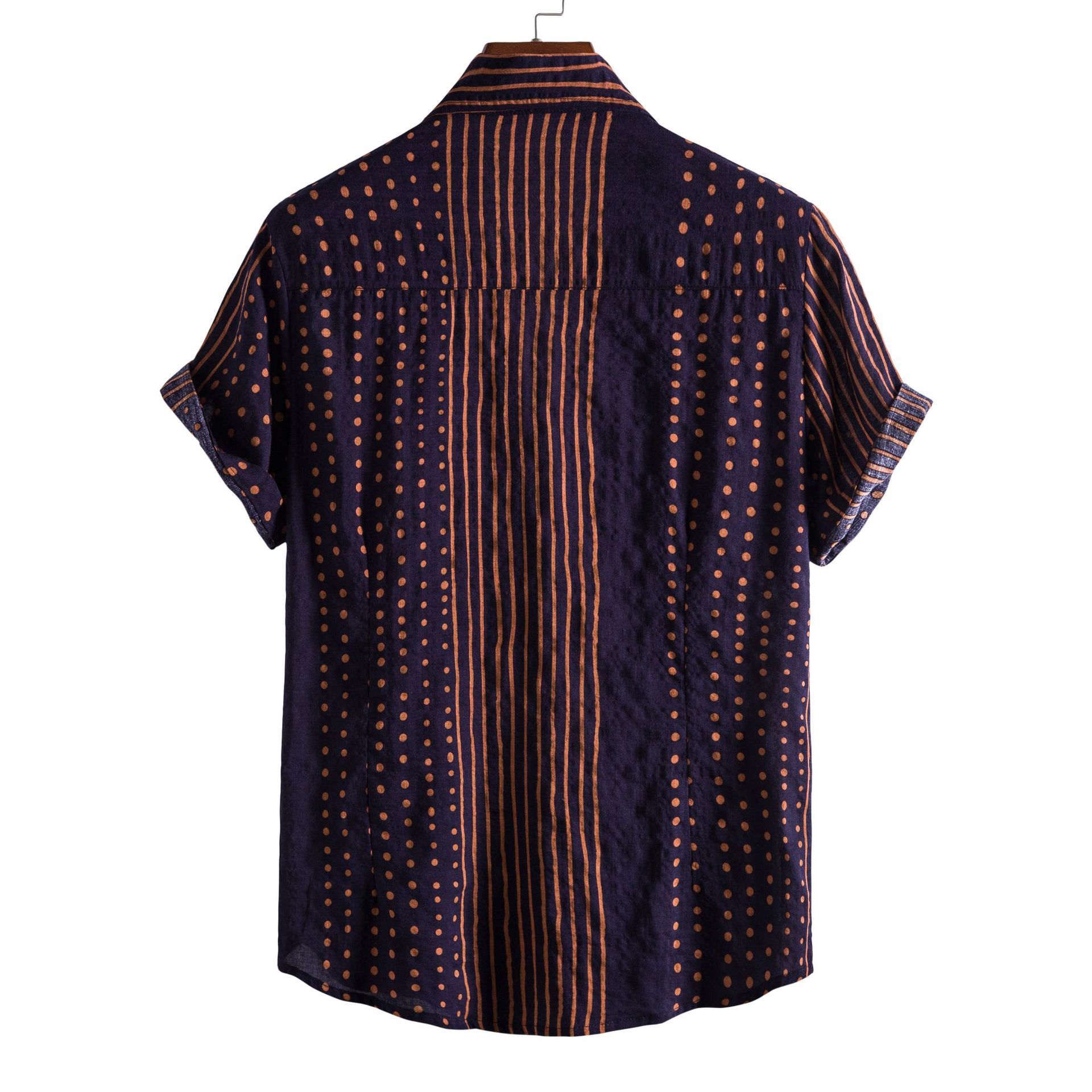 Men's Plus Size Polka Dot Short Sleeve Button-Up Shirt
