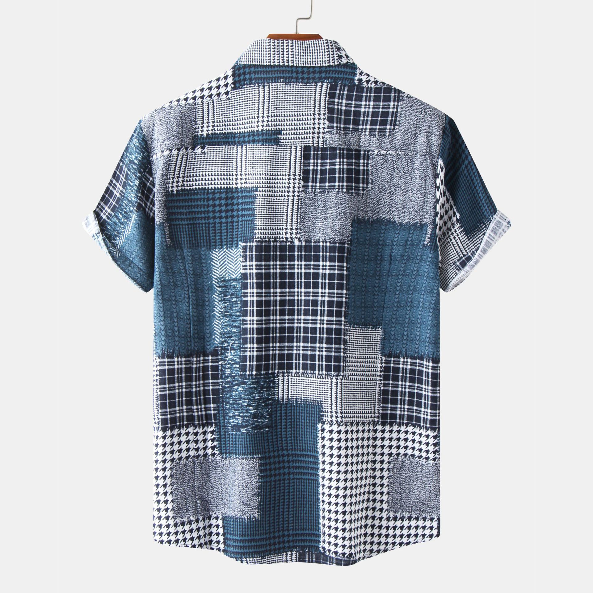 Men's Plus Size Plaid Short Sleeve Button-Up Shirt